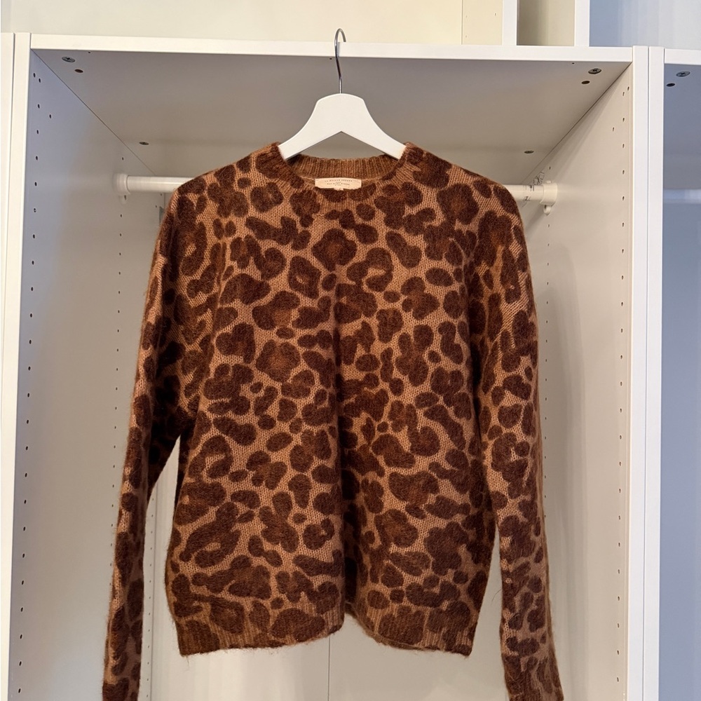 Sezane Leopard Print Brown Sweater